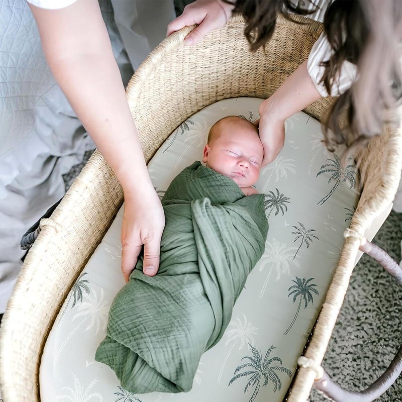 GRSSDER Stretchy Ultra Soft Fitted Bassinet Sheets 3 Pack, Universal Fit for Baby Cradle Moses Basket Oval Rectangle Mattress Safe and Snug, Sunny Holiday Print - Image 5